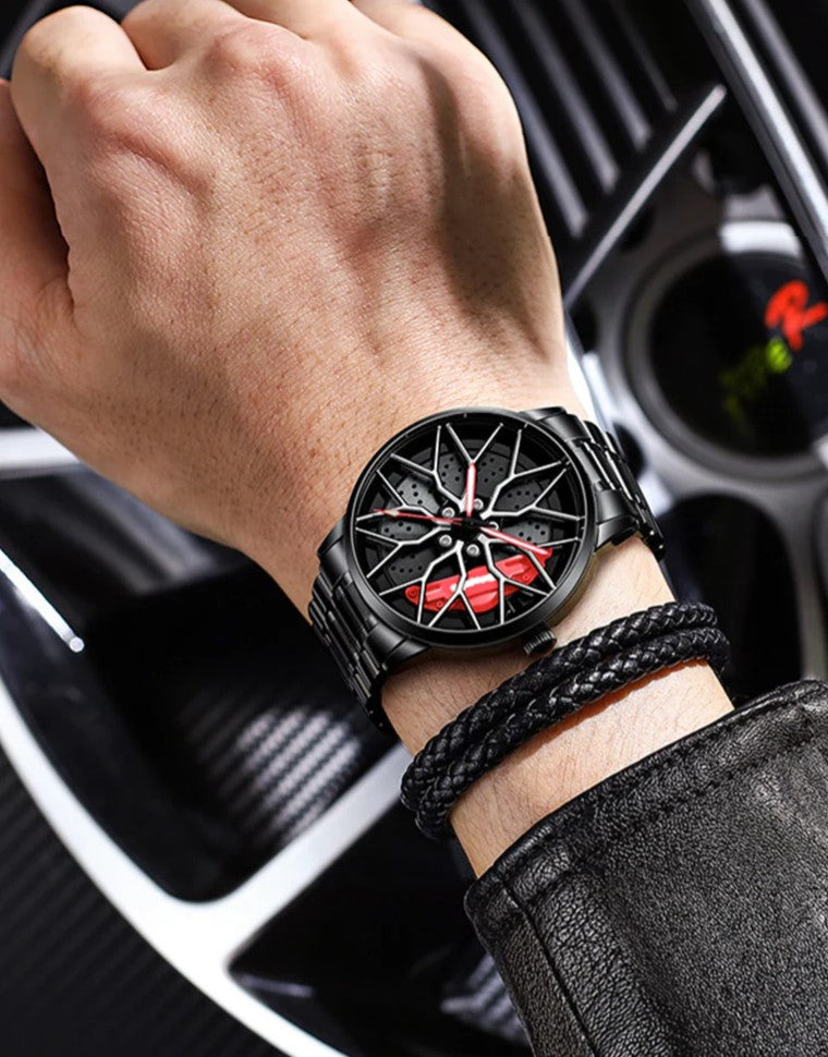 Ceas barbatesc model sport, Zola®, pentru pasionati auto, model spider, otel, bratara metalica, rezistent la apa, negru Ceas barbatesc model sport, Zola®, pentru pasionati auto, model spider, otel, bratara metalica, rezistent la apa, negru